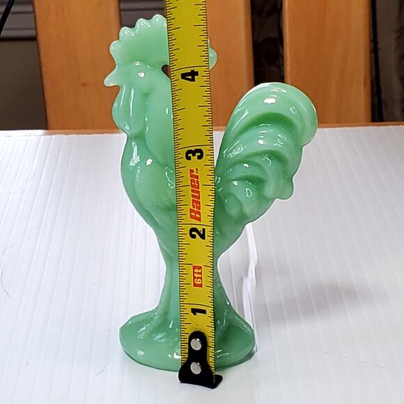 Vtg Green Jadeite Rooster 4.5" Farmhouse Figurine Glass Depression Style New - Picture 5 of 8